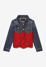 Dolce 
Gabbana Kids Girls Denim Jacket with Lace Insert L51B82 LDB20 S9000 Multicolor