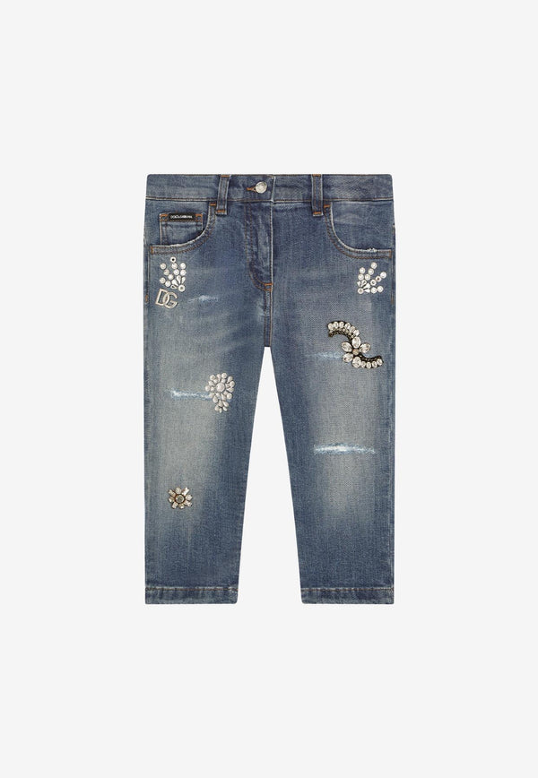 Dolce 
Gabbana Kids Girls Embellished Stretch Jeans Denim L51F74 LDB08 S9000