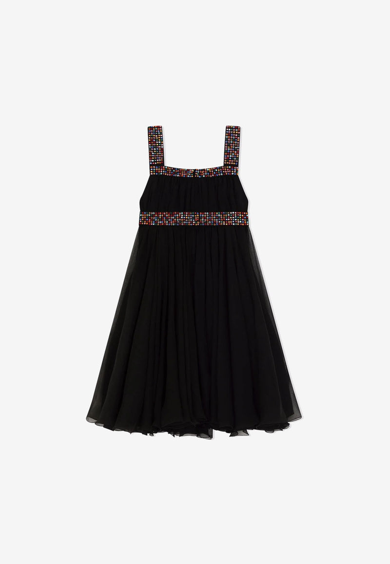 Dolce 
Gabbana Kids Girls Jewel Embellished Chiffon Maxi Dress Black L52DY3 G7B4D N0000