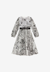 Dolce 
Gabbana Kids Long Graffiti-Print Chiffon Dress Monochrome L53DG6 IS1PC HA4CE