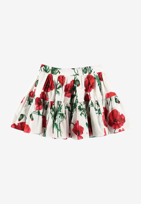 Dolce 
Gabbana Kids Girls Poppy Print Flared Skirt Multicolor L54I49 HS5O1 HA3VN