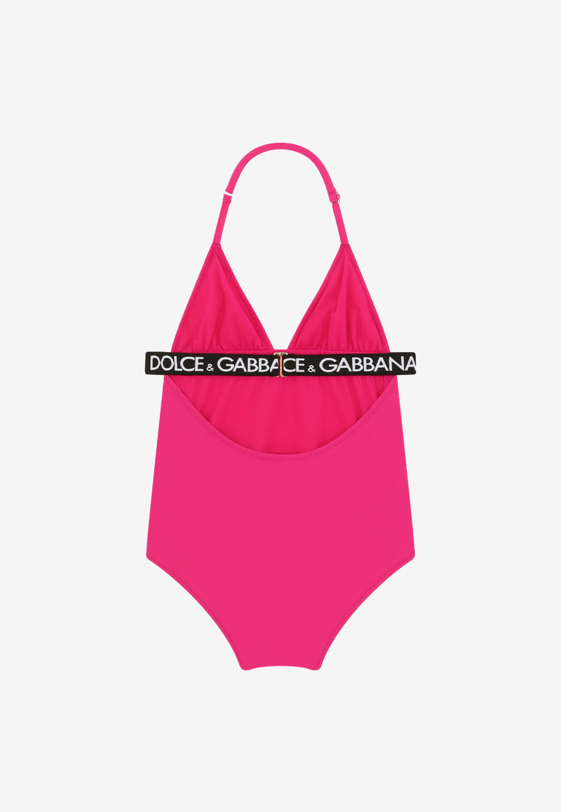 Dolce 
Gabbana Kids Girls Logo Print One-Piece Swimsuit L5J827 G7B3M FA877 Fuchsia