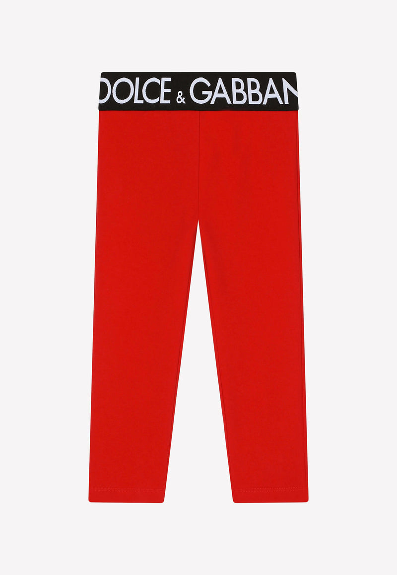 Dolce 
Gabbana Kids Girls Interlock Leggings with Branded Waistband Red L5JP3J G7E3K R0156