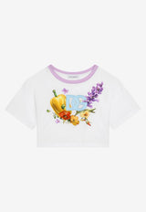 Dolce 
Gabbana Kids Girls DG Logo Patch Cropped T-shirt White L5JTHY G7I0Y HW4NK