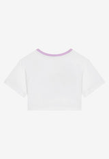 Dolce 
Gabbana Kids Girls DG Logo Patch Cropped T-shirt White L5JTHY G7I0Y HW4NK