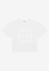 Dolce 
Gabbana Kids Girls Openwork DG Logo T-shirt White L5JTIB G7B3E W0800