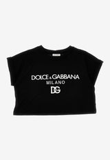 Dolce 
Gabbana Kids Girls DG Milano Cropped T-shirt Black L5JTIH G7I0L N0000