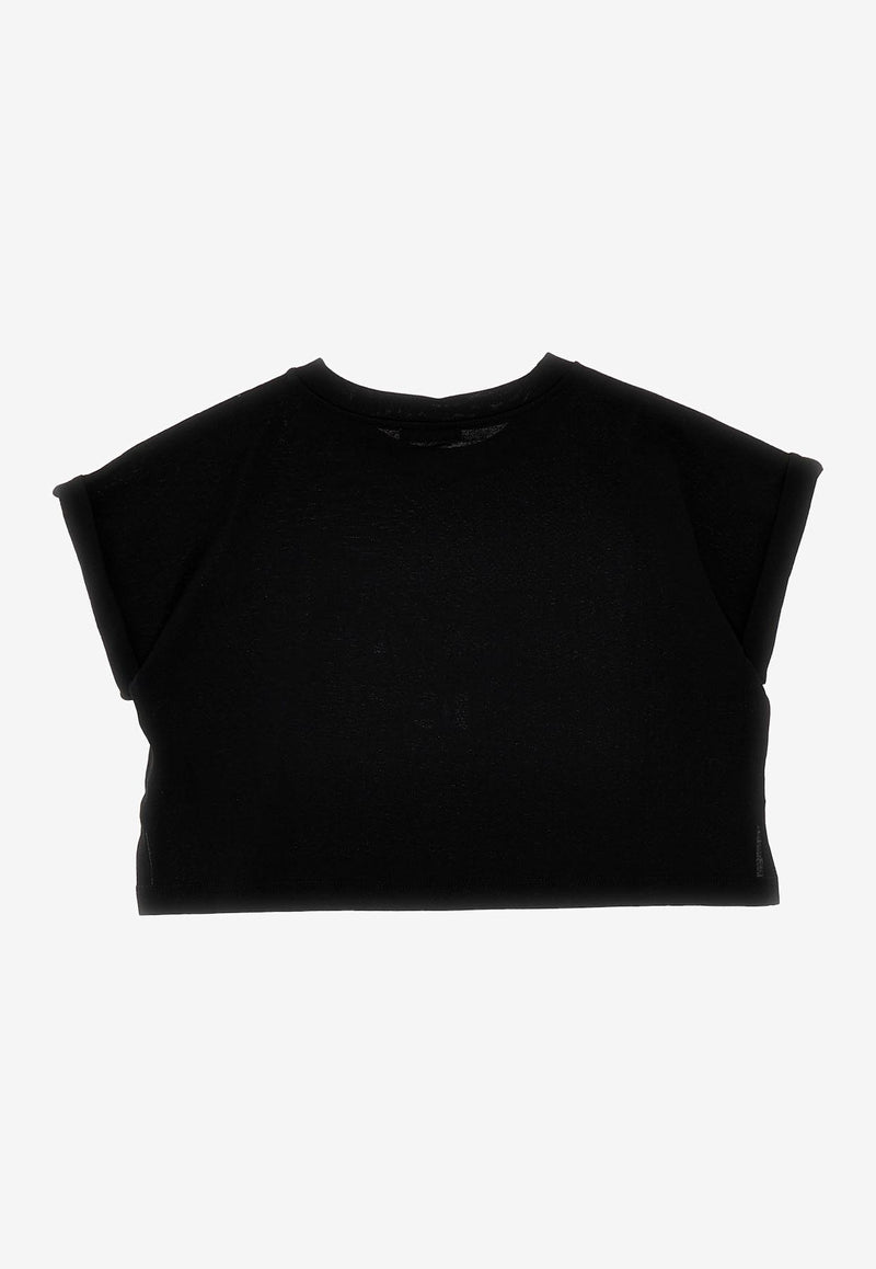 Dolce 
Gabbana Kids Girls DG Milano Cropped T-shirt Black L5JTIH G7I0L N0000