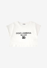 Dolce 
Gabbana Kids Girls DG Milano Cropped T-shirt White L5JTIH G7I0L W0800