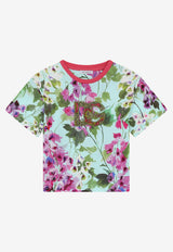 Dolce 
Gabbana Kids Girls Bluebell Print T-shirt with Brocade DG Patch Multicolor L5JTIK G7B6Q HC3JB