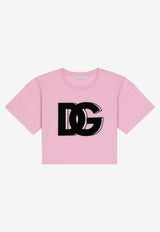 Dolce 
Gabbana Kids Girls DG Logo Cropped T-shirt Pink L5JTIM G7IGJ F1452