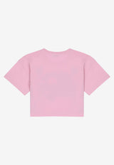 Dolce 
Gabbana Kids Girls DG Logo Cropped T-shirt Pink L5JTIM G7IGJ F1452