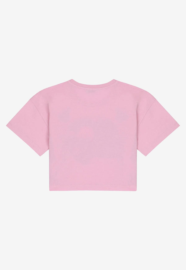 Dolce 
Gabbana Kids Girls DG Logo Cropped T-shirt Pink L5JTIM G7IGJ F1452