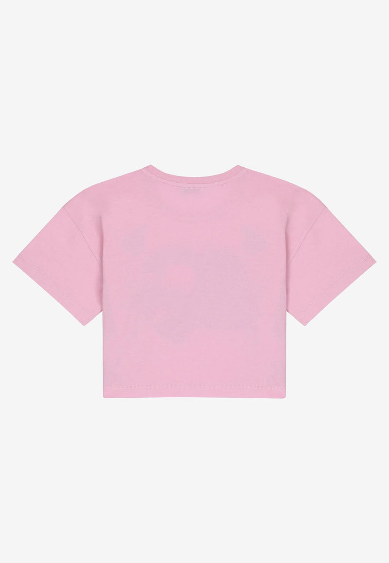 Dolce 
Gabbana Kids Girls DG Logo Cropped T-shirt Pink L5JTIM G7IGJ F1452