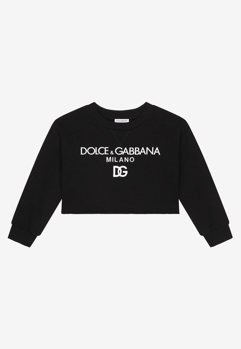 Dolce 
Gabbana Kids Girls DG Milano Embroidered Sweatshirt Black L5JW7M G7F0U N0000