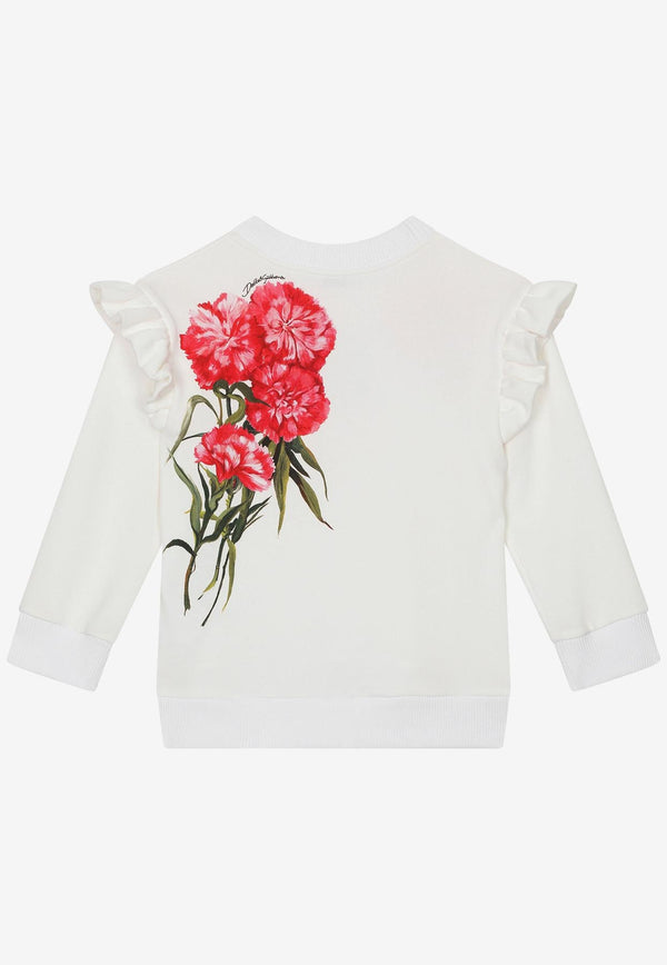 Dolce 
Gabbana Kids Girls Carnation Print Logo Sweatshirt White L5JW7Y G7G9U HA3VL