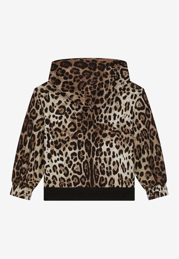 Dolce 
Gabbana Kids Girls Leopard Print Zip-Up Hoodie Brown L5JW8G G7H7X HA93M