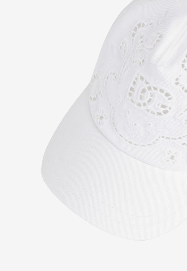 Dolce 
Gabbana Kids Girls Openwork Logo Baseball Cap White LB5H12 G7B7A W0800