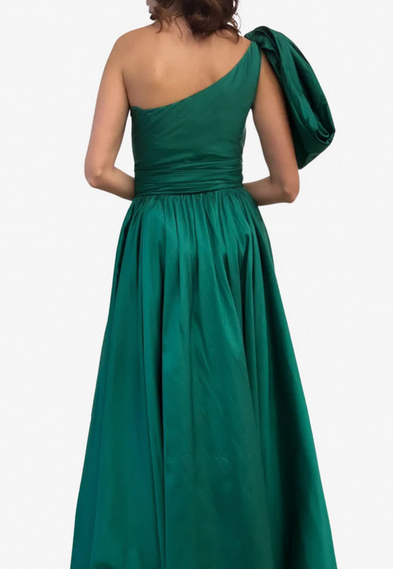 Leal Daccarett Isla Negra One-Shoulder Gown Green LDGING