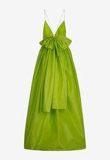 Leal Daccarett Corombaia Silk Taffeta Gown with Oversized Bow Detail Lime LDLCG