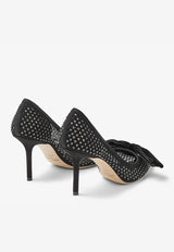 Jimmy Choo Love 85 Crystal Pumps with Velvet Bow Black LOVE 85 BHQ BLACK/HEMATITE