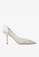 Jimmy Choo Love 85 Crystal Embellished Mesh Pumps White LOVE 85 NYT WHITE/CRYSTAL