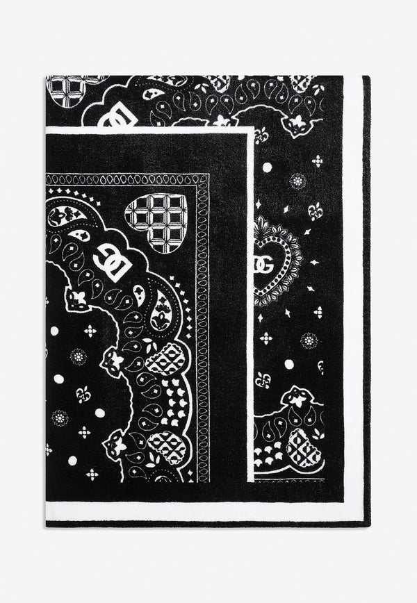 Dolce 
Gabbana Bandanna Print Beach Towel Monochrome M0A00T HI7VO HA3UA