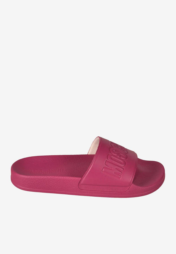 Moschino Logo PVC Pool Slides MA28022G1GM1B668 PVC GIACINTO Pink