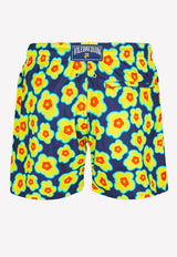 Vilebrequin Mahina 1981 Flower Turtles print Nylon Swim Shorts Blue MAHU1J81-318