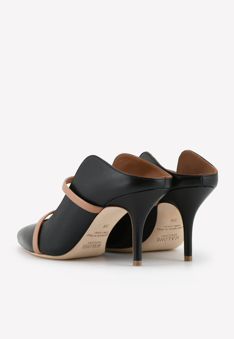 Malone Souliers Maureen 70 Pointed Mules in Nappa Leather Black MAUREEN70-27BLACK