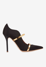 Malone Souliers Maureen 100 Pointed Pumps in Satin Black MAUREENPUMP 100-33BLACK GOLD