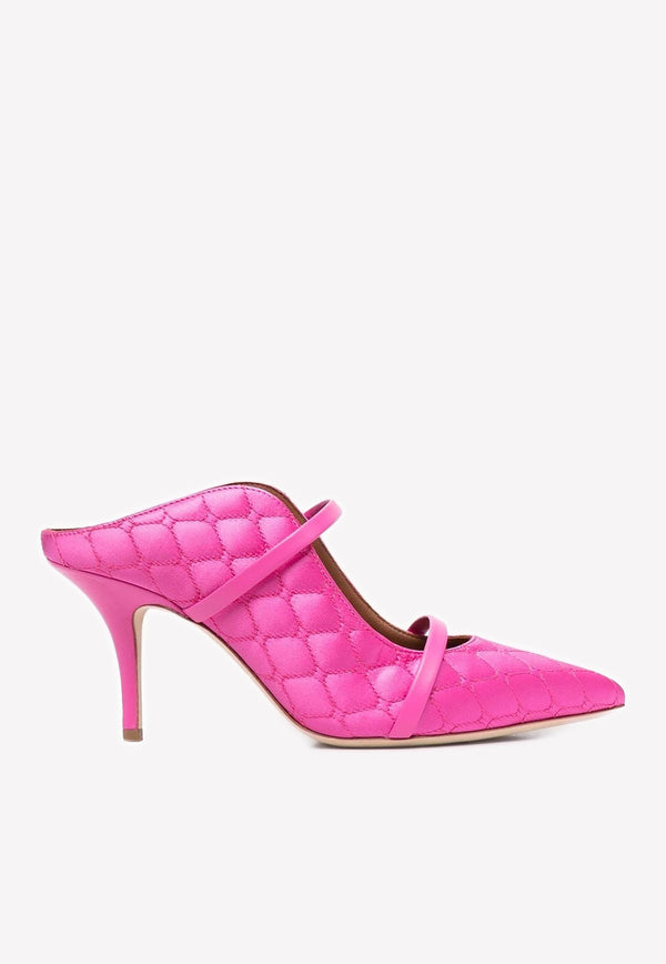 Maureen 70 Quilted Satin Mules Malone Souliers Fuchsia MAUREEN 70-235 FUCHSIA/FUCHSIA