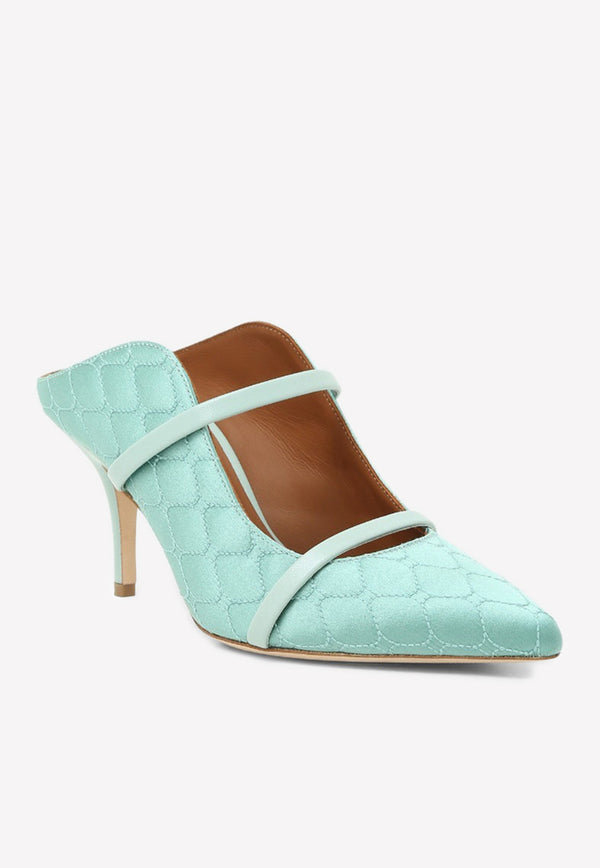 Malone Souliers Maureen 70 Quilted Satin Mules Mint MAUREEN 70-238 SAGE/SAGE