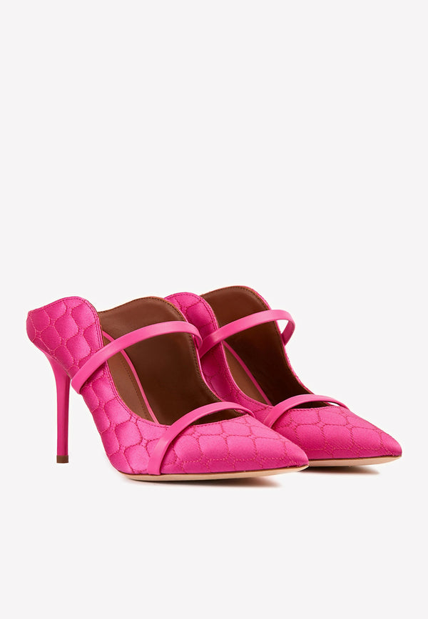 Maureen 85 Quilted Satin Mules Malone Souliers Fuchsia MAUREEN 85-81 FUCHSIA/FUCHSIA