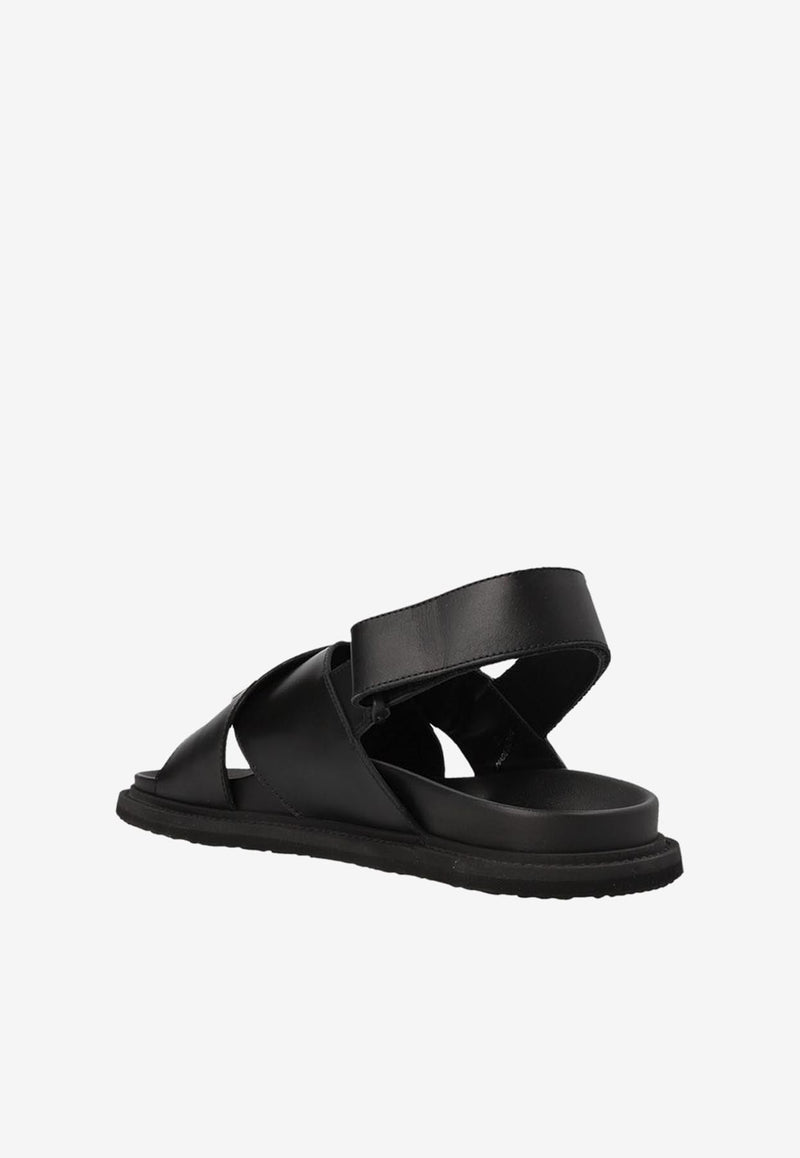 Moschino Logo Leather Sandals MB16203G0GGA0000 VIT NERO Black