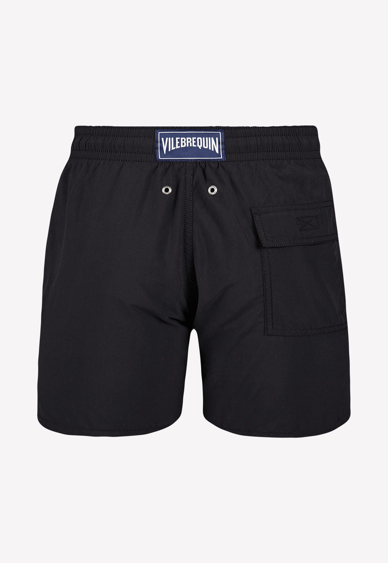 Vilebrequin Logo Patch Solid Swim Short Black MOOC1A00-990