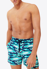 Vilebrequin Moorea Requins 3D Swim Shorts MOOC3B07-390 Blue