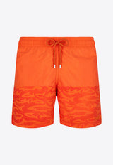 Vilebrequin Moorea Water-Reactive Requins 3D Swim Shorts MOOC3D07-173 Orange