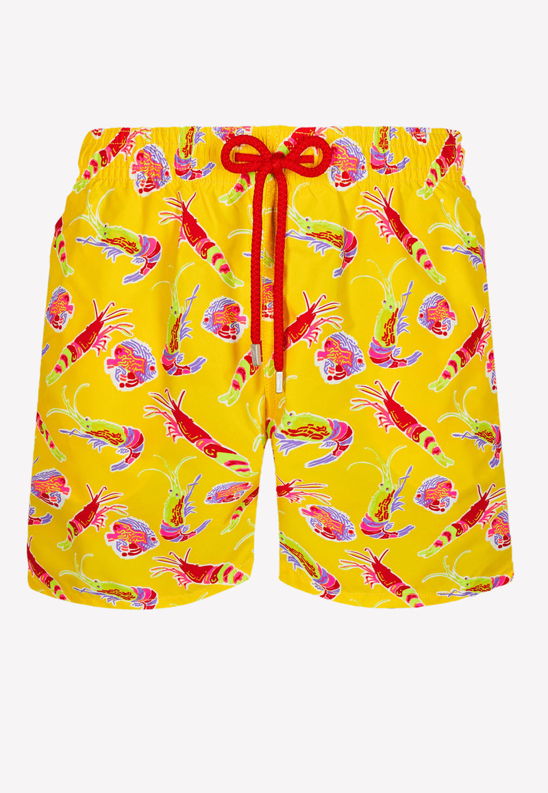 Vilebrequin Moorea 1983 Crevettes et Poissons Nylon Swim Shorts Yellow MOOU1B83-105