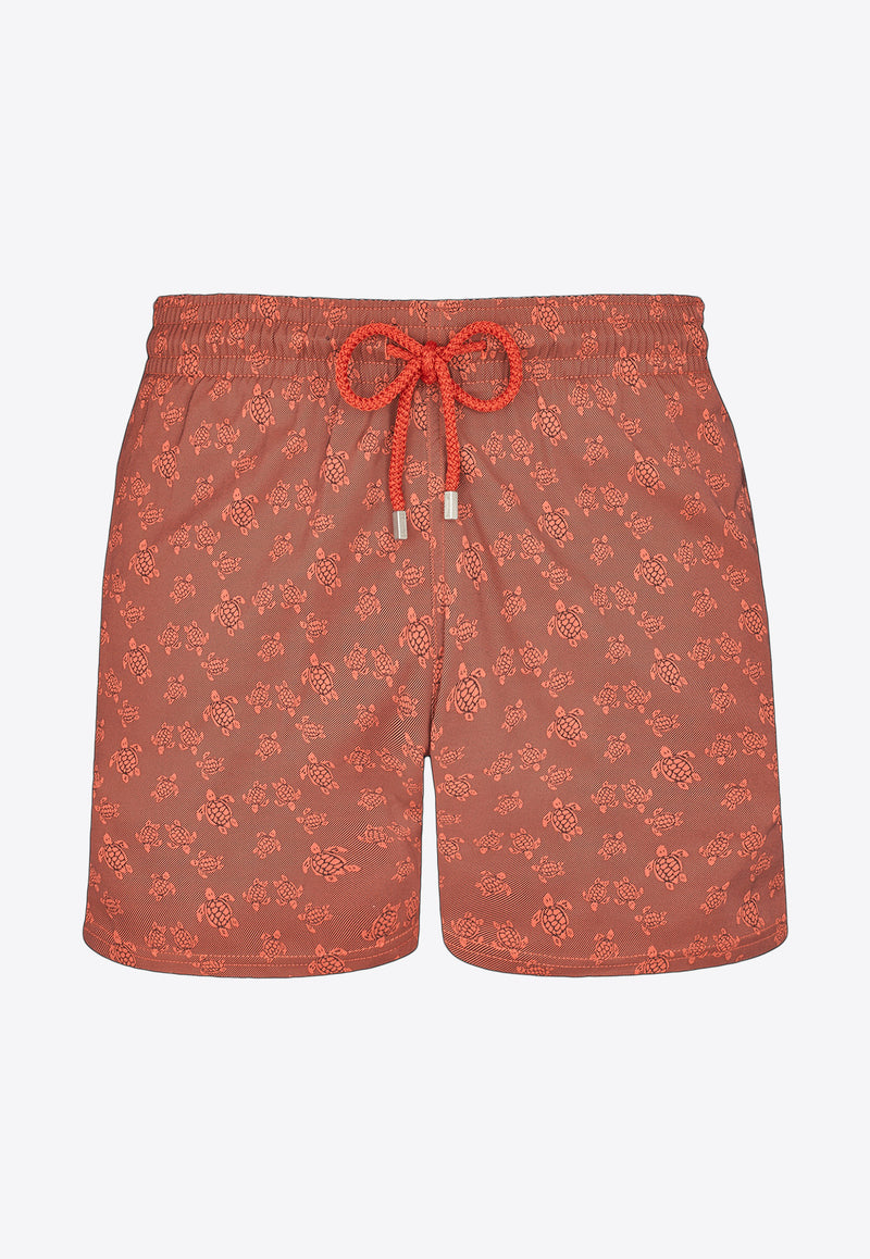 Vilebrequin Moorise Jacquard Turtles Swim Shorts MSOU3E39-221 Red