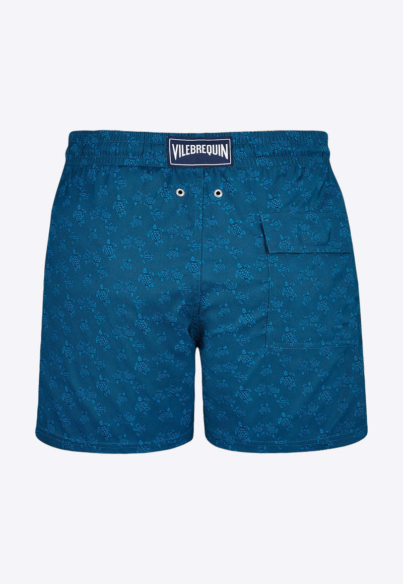 Vilebrequin Moorise Jacquard Turtles Swim Shorts MSOU3E39-366 Blue