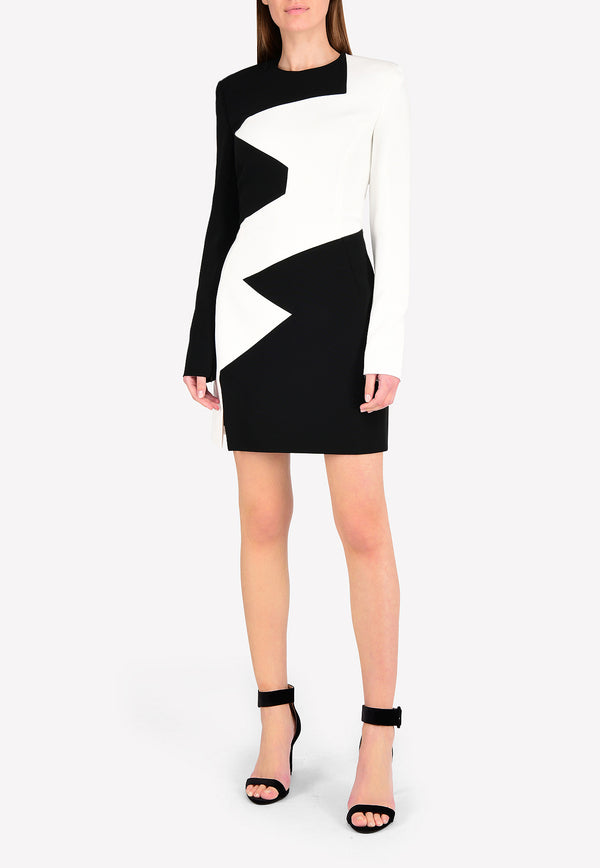 Geometric Pattern Sleeved Mini Dress