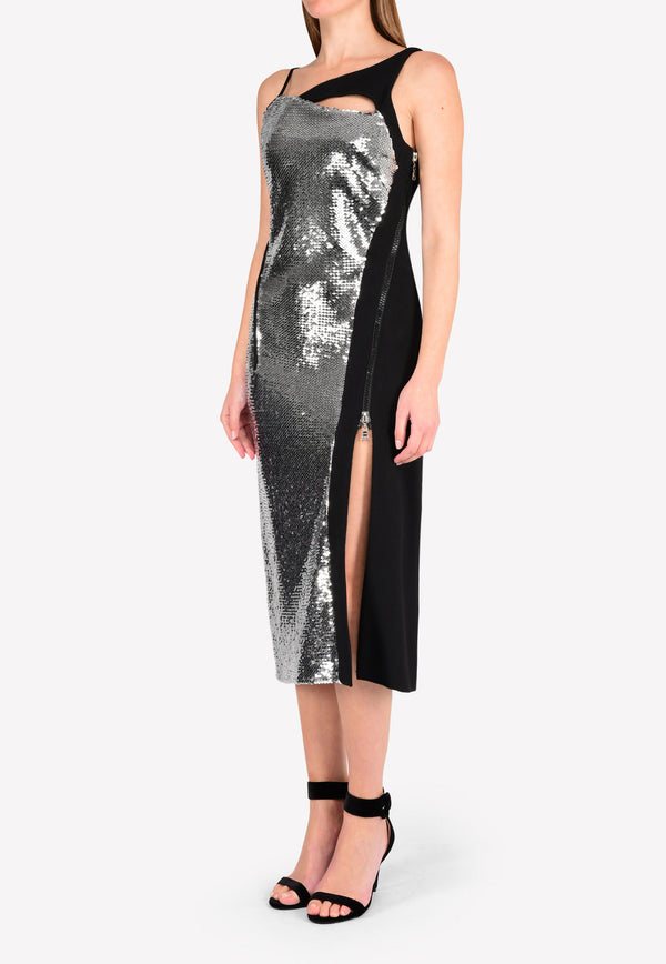 Mugler Silver Nickel Robe Sequinned Dress 17S ROBER891725