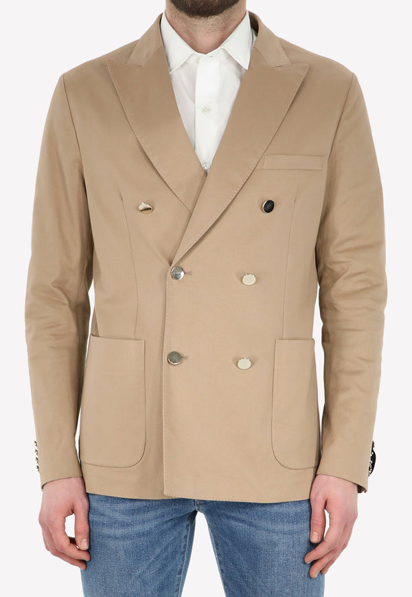 Tonello Double-Breasted Cotton Blazer Beige 06GW050-3216U-100