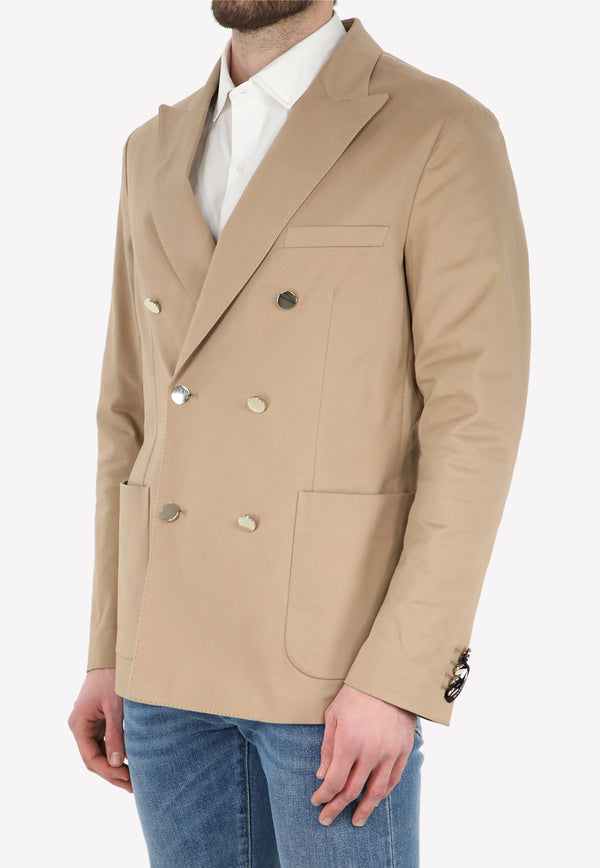 Tonello Double-Breasted Cotton Blazer Beige 06GW050-3216U-100