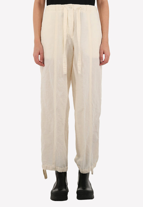 Jil Sander Crinkle-Effect Drawstring Pants Cream JSPU313305-WU330800-104