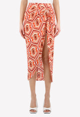 Etro Geometric Print Sarong Skirt Orange 19258-1936-750