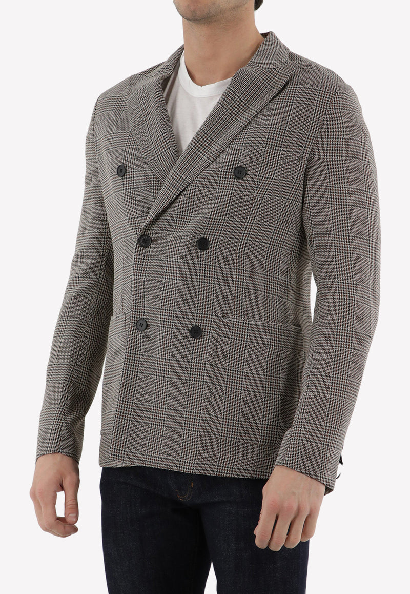 Tonello Double-Breasted Glen Plaid Wool Blazer Grey 06GV050-3232Q-800