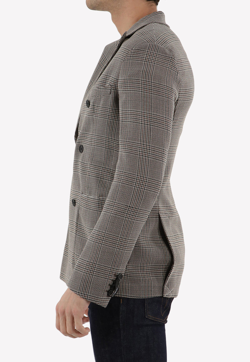 Tonello Double-Breasted Glen Plaid Wool Blazer Grey 06GV050-3232Q-800