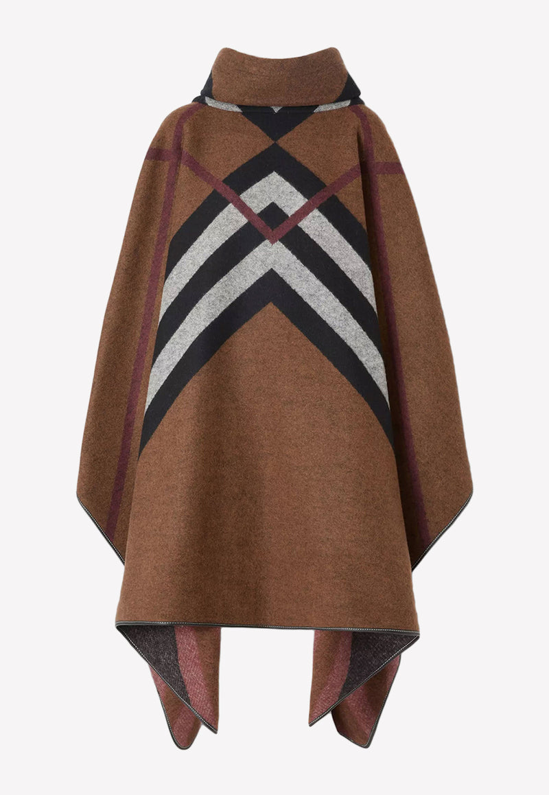 Burberry Wootton Jacquard Cashmere Chevron Check Poncho 8058151--B2486 Brown